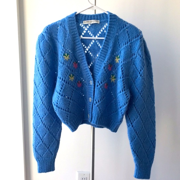 ✨FINAL SALE✨ Alessandra Rich blue floral cropped cardigan - Picture 3 of 10